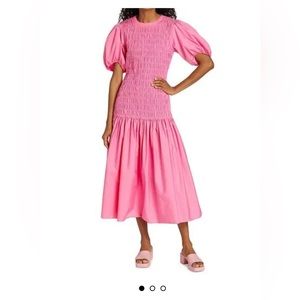 DEREK LAM 10 CROSBY WOMEN'S AMAYA SMOCKED PUFF-SLEEVE MIDI-DRESS- Size 8